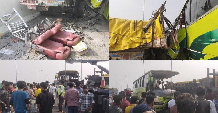 ঢাকা-ভাঙ্গা এক্সপ্রেসওয়েতে বাস-ট্রাকের সংঘর্ষ, নিহত ৩