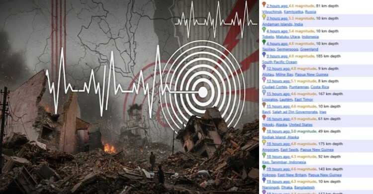 গত ২৪ ঘণ্টায় বিশ্বের বিভিন্নস্থানে ৯৪টি ভূমিকম্প, বাংলাদেশেও আতঙ্ক