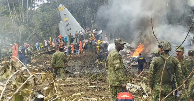কলম্বিয়ায় সামরিক পরিবহন বিমান বিধ্বস্ত, নিহতের সংখ্যা বেড়ে ৬৬